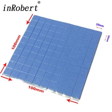 Placa de calor de cpu gpu, cooler dissipador de calor azul 10mm * 10mm * 1mm, almofada térmica condutor de silicone, 100 peças