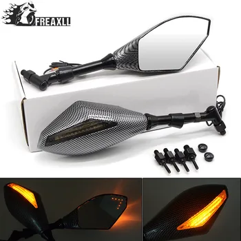 

Universal Motorcycle Rearview Mirrors With Turn Signal LED Light For yamaha Honda Suzuki Kawasaki BMW E 60 39 KTM Ducati