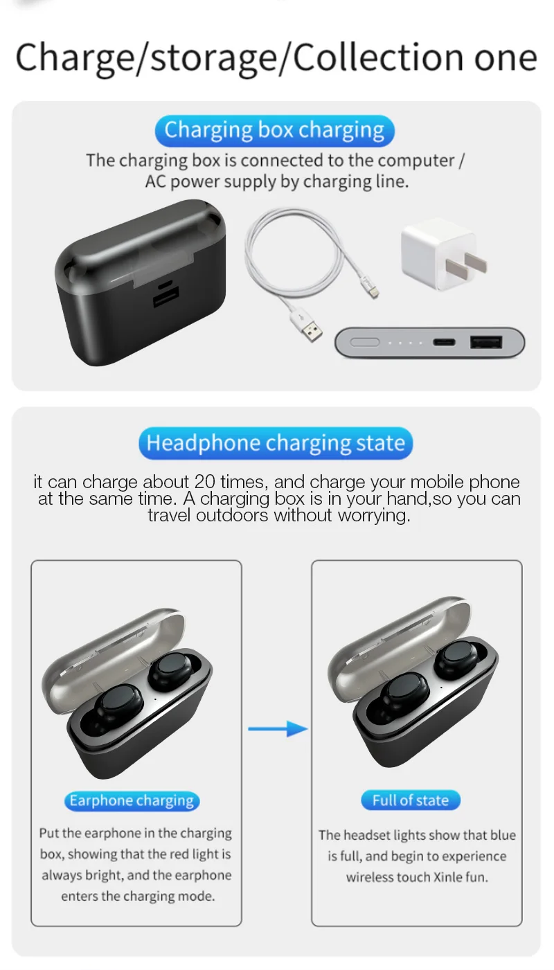 TOMKAS TWS Airpods Wireless Earbuds True 5D Stereo Bluetooth Earphones Mini TWS Earphones Waterproof Handsfree with 2200mAh Power Bank (8)