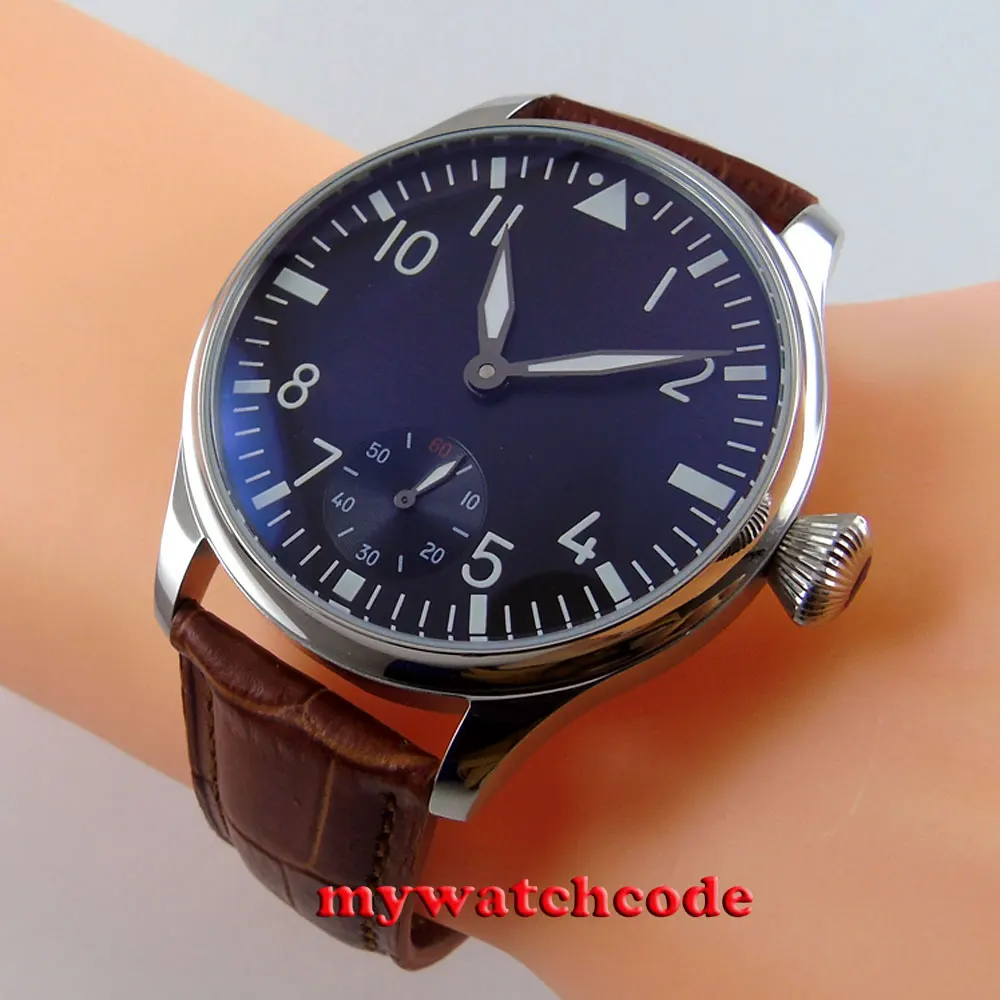 

44mm parnis black dial luminous ST36 6498 hand winding mens watch P33B