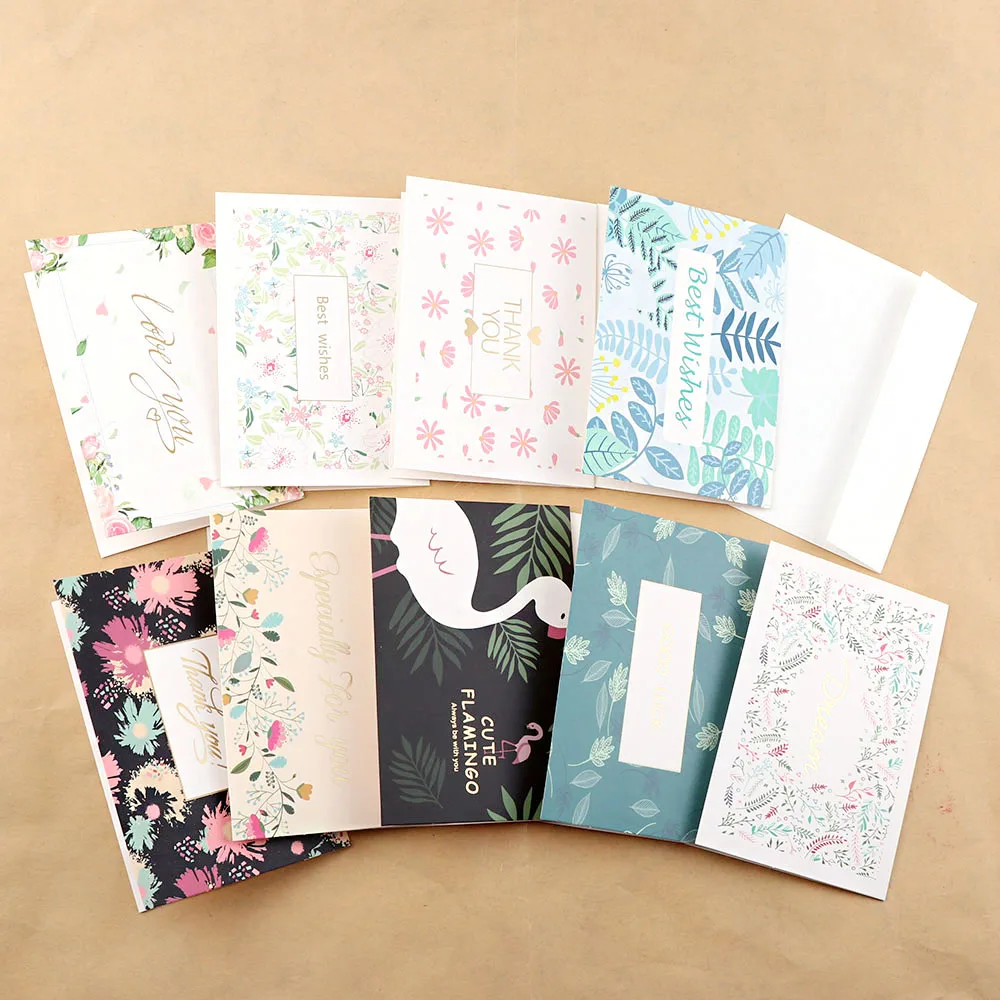 Random 9Pcs Thank You And Best Wishes Card Invitations Leave Message Greeting For Wedding Birthday New Year Decoration | Дом и сад