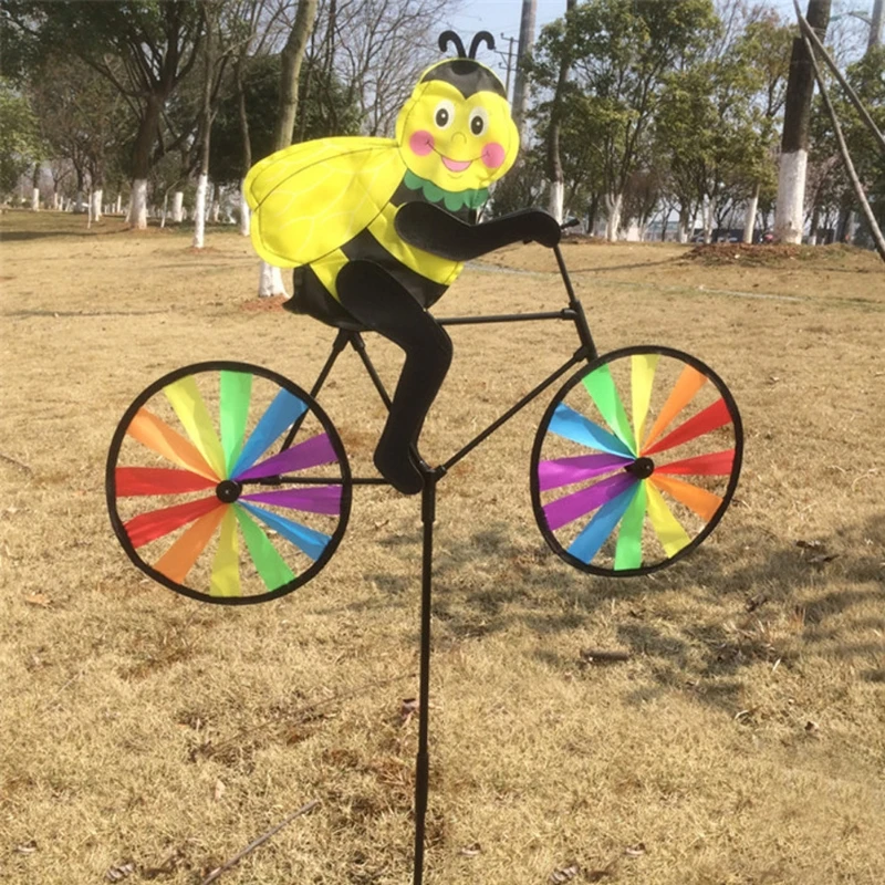 Милый 3D животное на велосипеде ветряная мельница Whirligig сад газон двор Декор ветер Спиннер