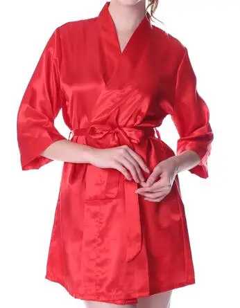 Модная детская одежда с цветочным узором для девочек, для свадебной вечеринки, для невесты, атласная однотонная банная одежда, юката, искусственный шелк, пикантная одежда для сна, детская одежда - Цвет: red