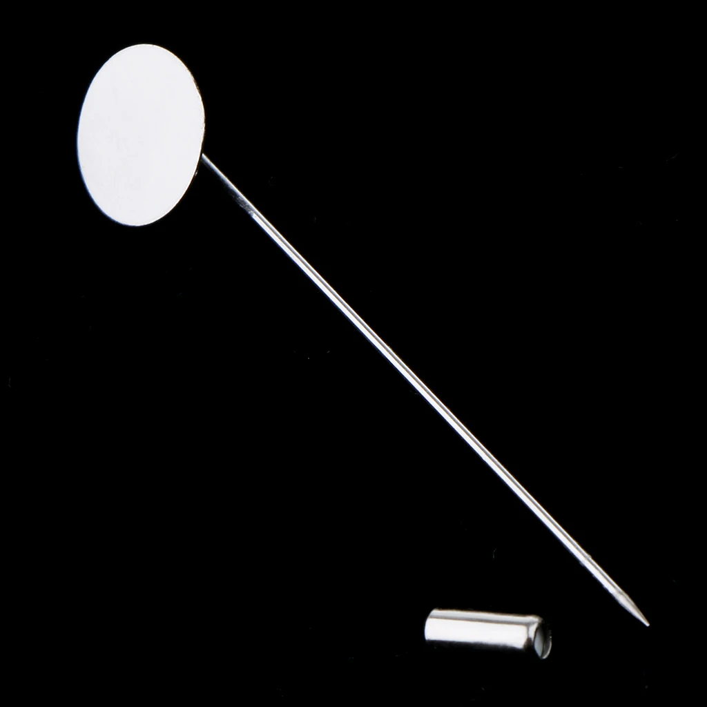 MagiDeal 20Pcs Blank Tray Glue On Pad Lapel Stick Pin DIY Boutonniere Pins