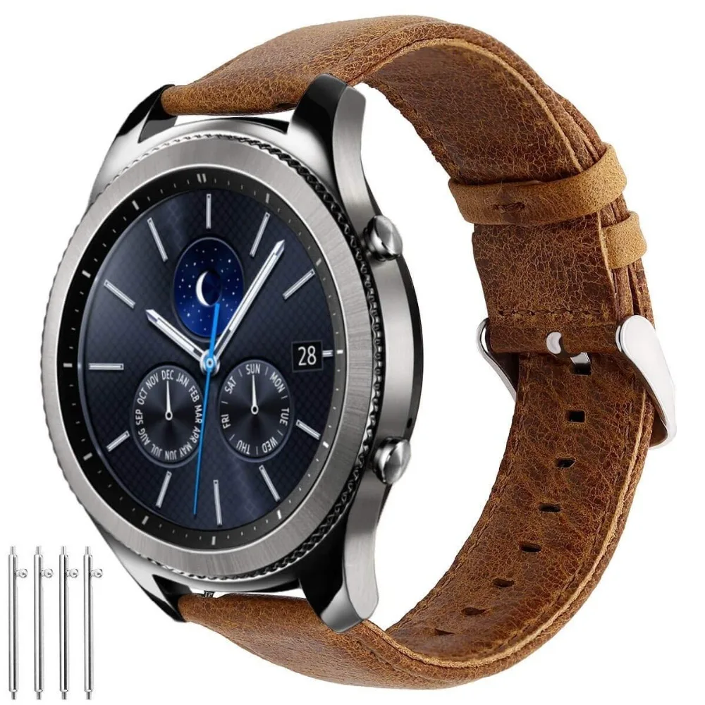 Gear s3 Frontier band для Samsung Galaxy watch 46 мм ремешок 22 кожаный браслет Crazy Horse Huawei GT Grea S 3