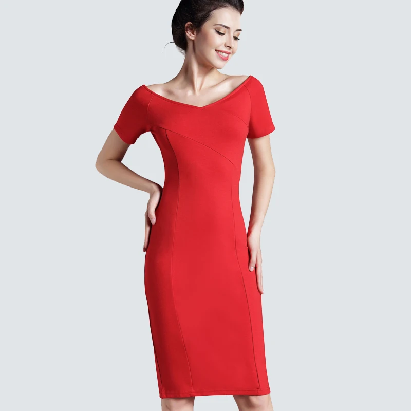 

Women Summer Dress Short Sleeve Sexy Bodycon Office Business Zipper Slash Neck Casual Party Pencil Dress Vintage HG378