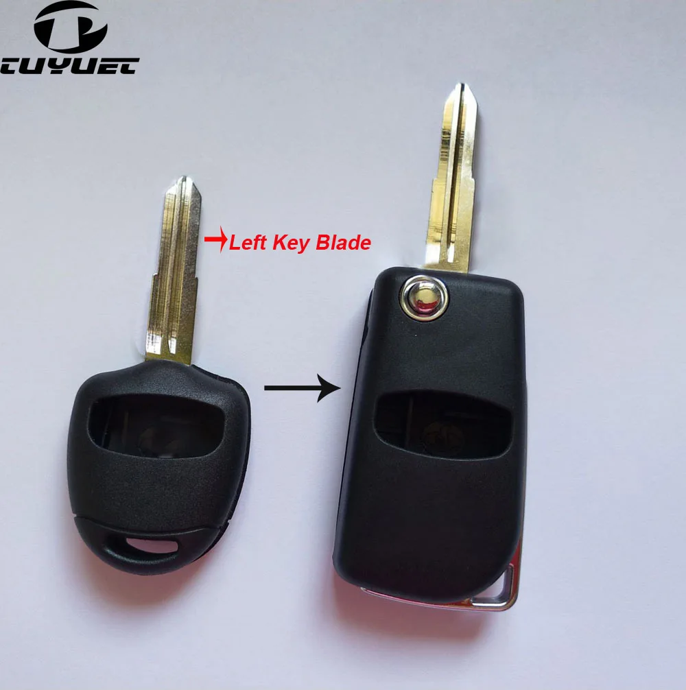 2 Buttons Car Key Blanks Case For Mitsubishi Pajero Modified Flip Folding Remote Key Shell Left Blade