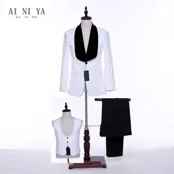 Куртка + Брюки для девочек + жилет офис единые конструкции Для женщин Бизнес Костюмы Элегантный 3 предмета Брючные костюмы для женщин белые