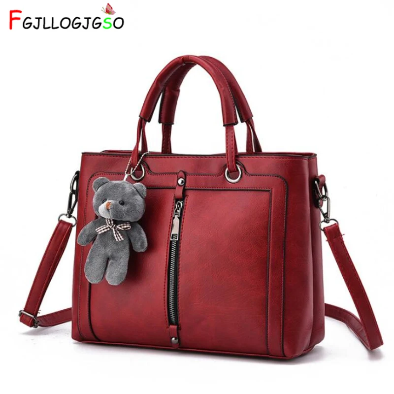 

FGJLLOGJGSO brand medium large capacity lady tote zipper bear strap thread shopping office women crossbody shoulder bag handbags