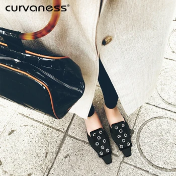 Curvaness Fashion Wind Women's Shoes Handmade Beaded Rhinestones Baotou Half Slippers Female Flat Lazy Square Head Muller Shoes Curvaness Fashion Wind Women's Shoes Handmade Beaded Rhinestones Baotou Half Slippers Female Flat Lazy Square Head Muller Shoes