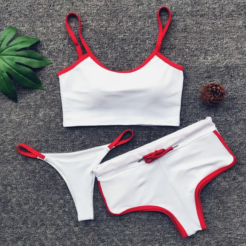 2019 комплект бикини женский сексуальный короткий топ с глубоким вырезом и низкой