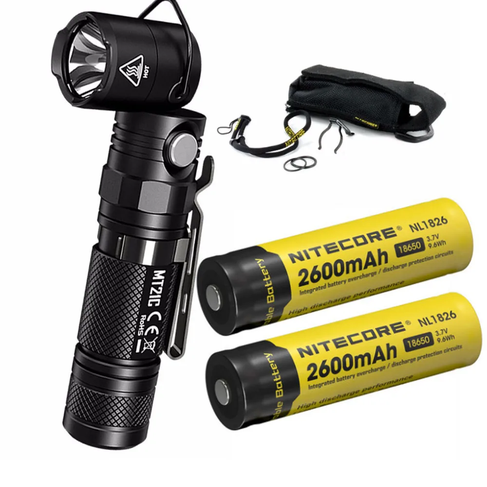 NITECORE MT21C Многофункциональный фонарь CREE XP-L HD V6 max 1000 люмен 90 градусов регулируемый фонарь с батареей 18650 - Испускаемый цвет: MT21C 2 X NL1826