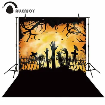 

Allenjoy vinyl photo backdrops Tombstone Zombies Orange Doomsday Darkness backdrop professional festival backdrop photographic