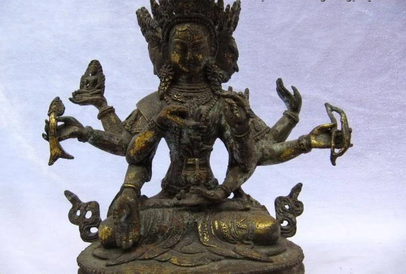 

8"Tibet Buddhism Temple Copper Bronze gild Ushnisha Vijaya Buddha statue