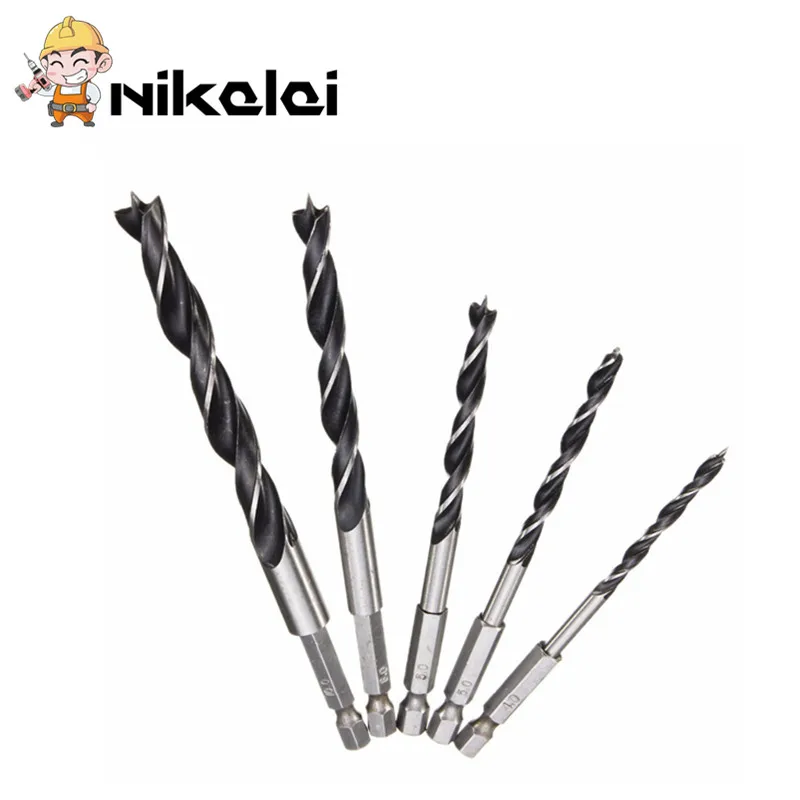 

NEW Drill Bit Set 4mm 5mm 6mm 8mm 10mm Change Metal Tools 1/4 Hex Shank Wood HCS Rustproof Woodworking Drill Hexagonal Shank