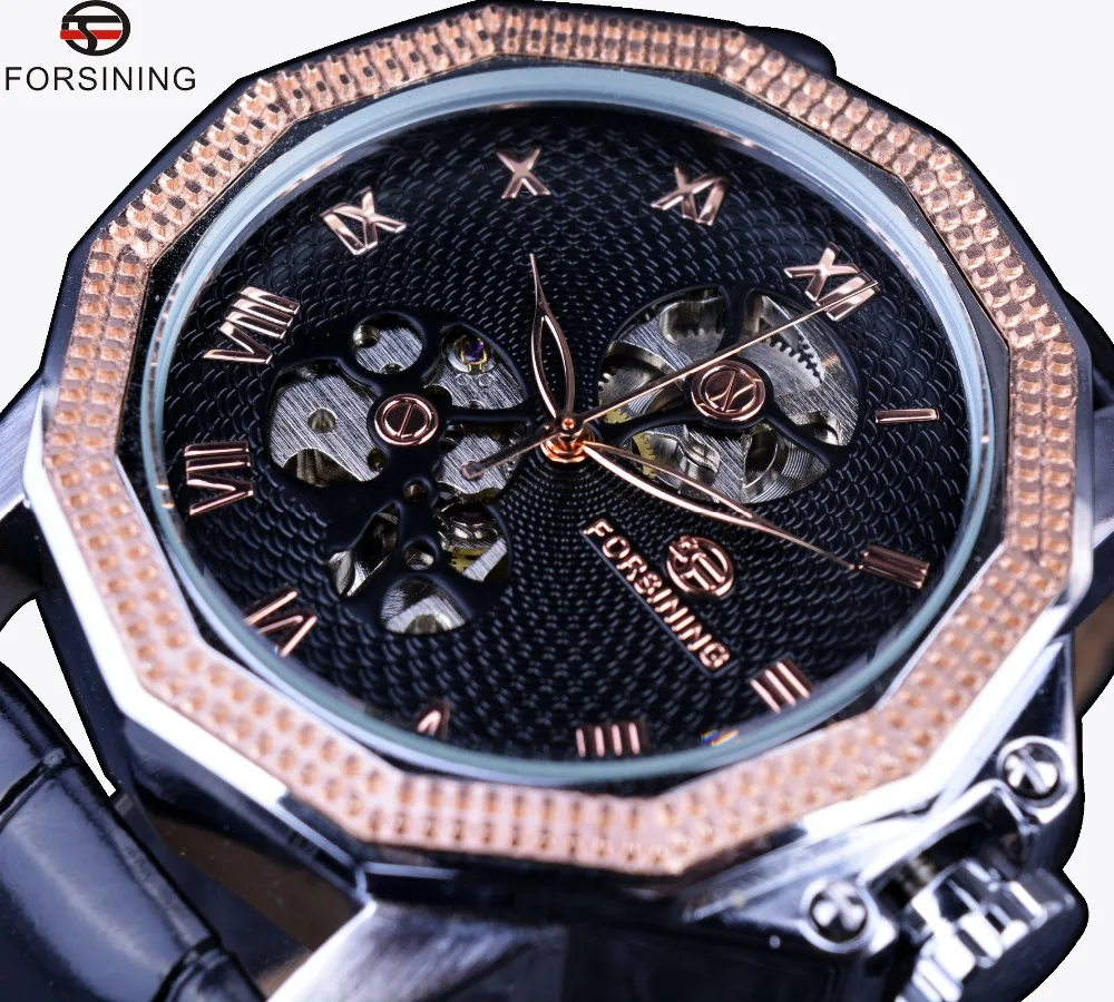 Forsining Windmill Skeleton Ripple Design Irregular Shape font b Men b font Watch Top Brand Luxury