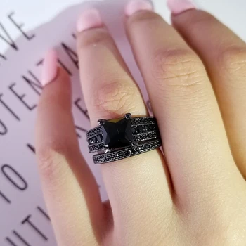 

Black blue color titanium Wedding Rings set bridal Classic Engagement Band Ring For Women luxury ghana nigeria Jewelry R4766