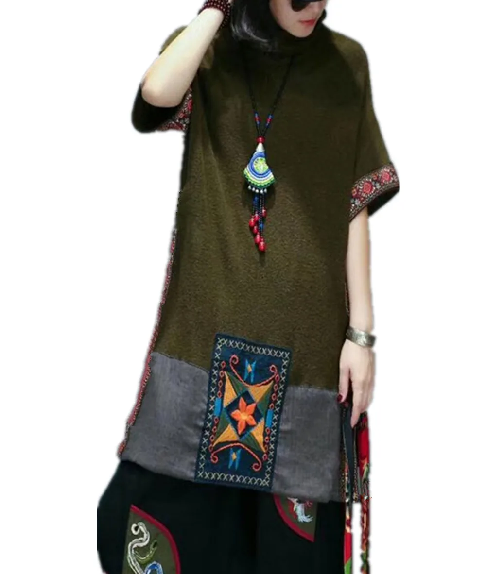 Yesno AD4 Women Casual Loose Turtleneck Knitted Sweater