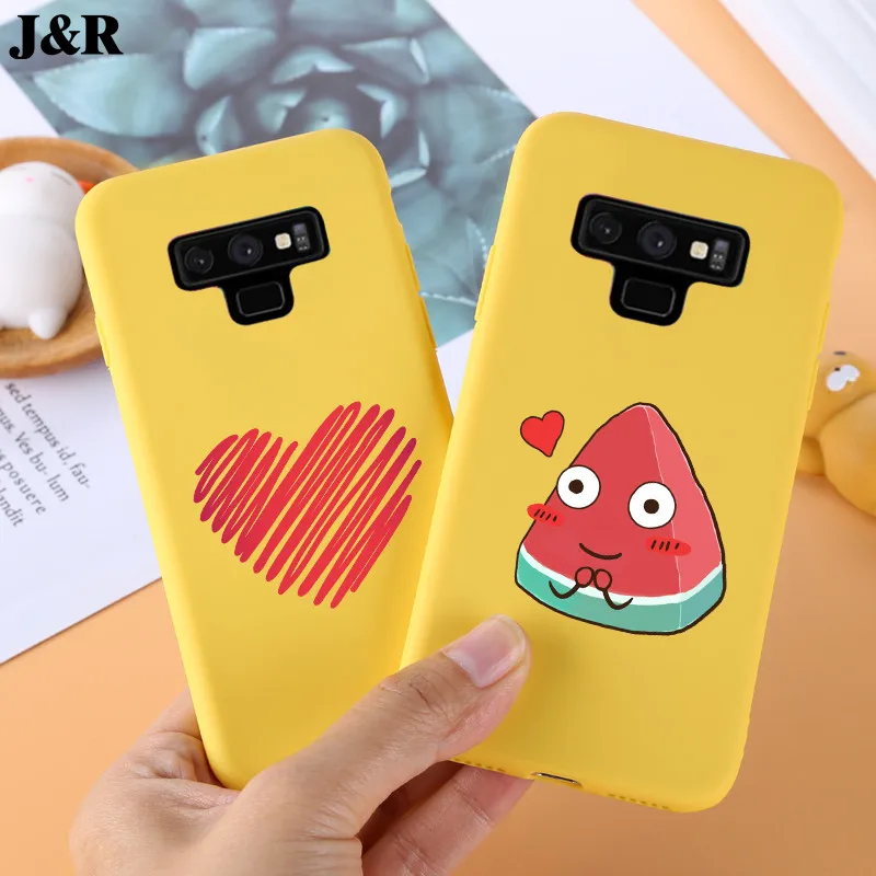 

For Samsung Galaxy Note 9 Silicone Case TPU Cover for Samsung Galaxy Note9 Ultra Soft Yellow Thin Case Funy Cartoon