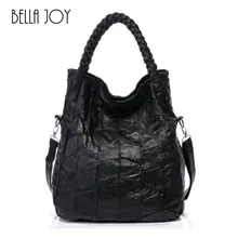 BELLA JOY/Модная женская сумка из натуральной кожи в стиле пэчворк из овечьей кожи; женская сумка на плечо от известного бренда; Высококачественная курьерская женская сумка