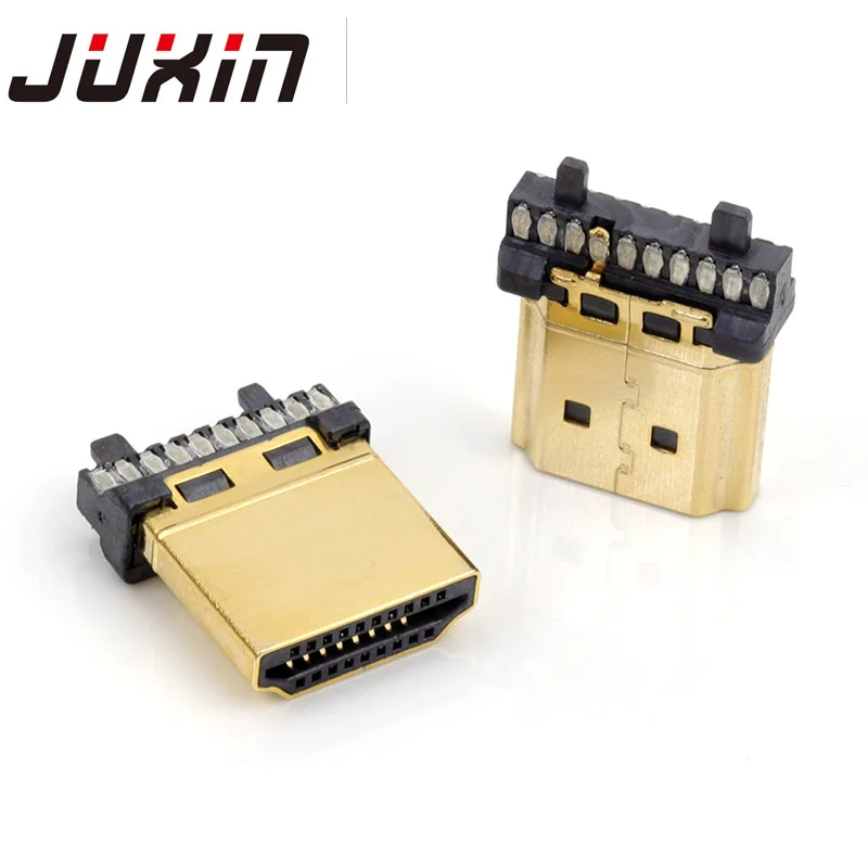 50PCS Pure copper HDMI connector 24K gold HDMI Male Gold Plate 19Pin