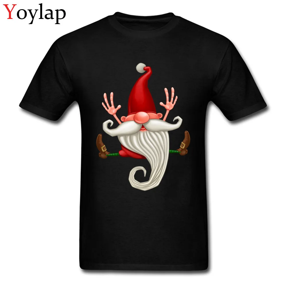 New Fashion Summer T-shirts Short Sleeve Pure Cotton Santa Claus jumping Round Neck Adult Tops Tees Funny Summer/Autumn Tee-Shirt black