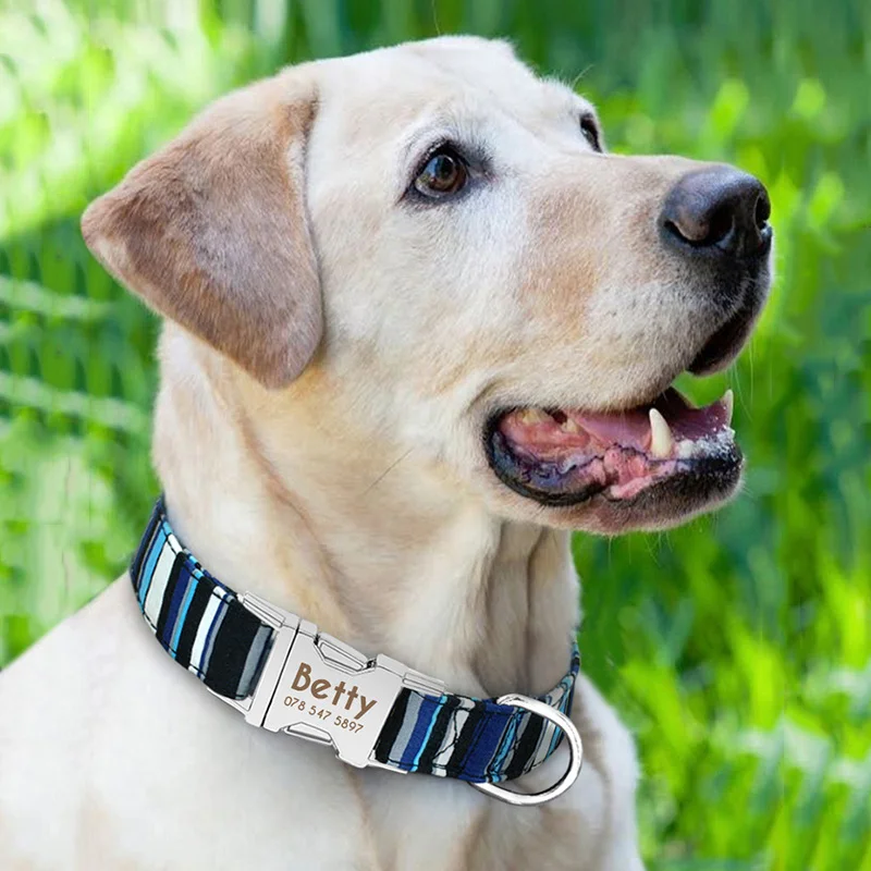 

Cute Nylon Cotton Personalized Dog Collar Pet Nameplate Custom Engrave ID Collar Tag No Pull Dog Harness Dog Leash Dog Collars