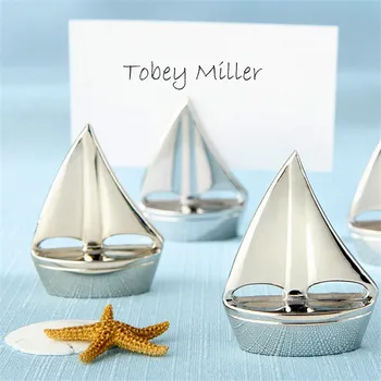 

Wedding favors Shining Sails Boats Silver Place Card Holders Elegant wedding party supplies 100pcs Wholesale DHL Free Shipping