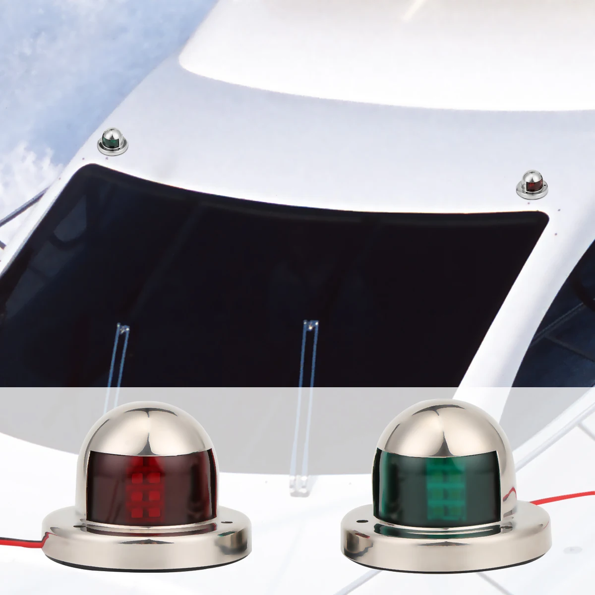 2 шт., 1 пара, 12 В светодиодный навигационный светильник из нержавеющей стали с бантом, красный, зеленый, сигнальный светильник для плавания, для морской лодки, яхты