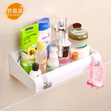 BEEGAGA Hollow-out Cosmetic Storage Shelves with Two Hidden Hooks Wall-Mounted Home Decoration Bathroom Caddy Corner Rack Holder