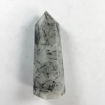 

Natural rock black tourmaline quartz single terminated wang points MJP