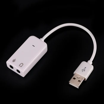 

USB 2.0 Virtual 7.1 Channel External USB Audio Sound Card Adapter Sound Cards White For Laptop PC Mac With Cable 3D High Quality