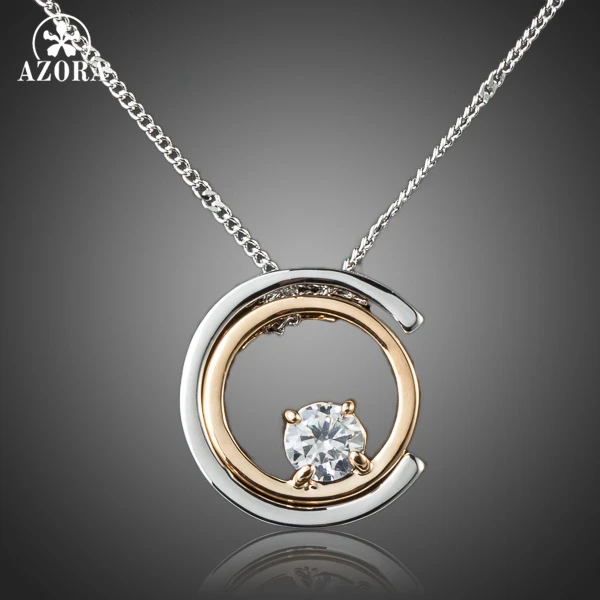 Классическое ожерелье AZORA TN0075 с белым золотом и австрийским кристаллом|crystal pendant