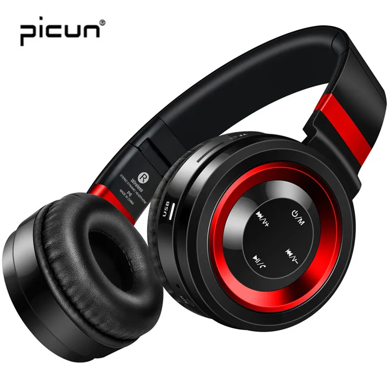 

Picun P6 Bluetooth Wireless Headphones with Mic Support TF Card Mp3 & FM Radio Foldable Gaming Headset for Iphone xiaomi sony PC