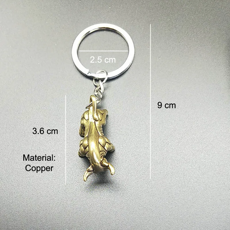 Настоящий медный 3D брелок для ключей в виде животного, высокое качество, имитация Arowana Cicada, тигровый бык, латунный брелок для ключей в автомобиль, вечерние, подарок