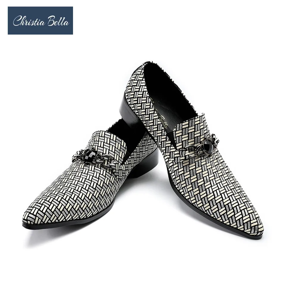 

Christia Bella Pointed Toe Wedding Shoes Male Italian Men Shoes Handmade Genuine Leather Men Loafers Luxury Business Dress Shoes