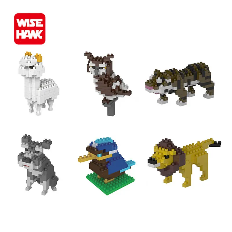

Full set 12pcs nano blocks kawaii Animal tiger dog bird lion 3d action figures diy model plastic building bricks toys for kids.