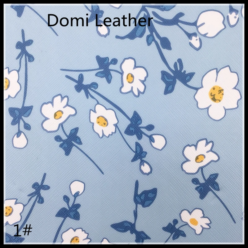 (DM7014) Flower Printed Leather Fabric For DIY Materialin Synthetic