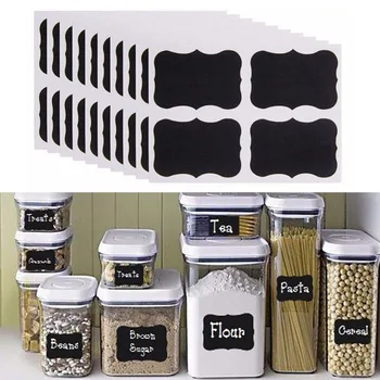 

40Pcs/Set PVC Craft Blackboard Sticker Black Kitchen Bottles Sticker For Jar Organizer Can Labels Chalkboard Home Decor