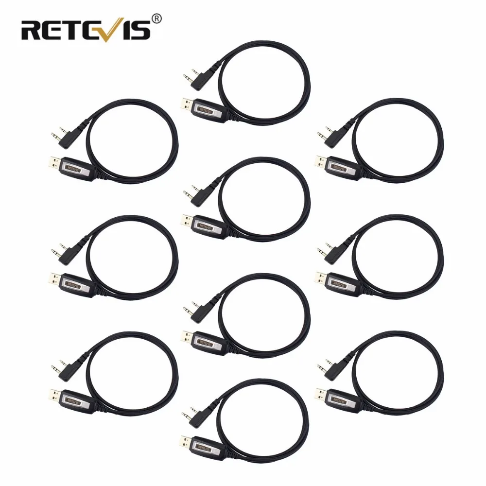 

10 pcs USB Programming Cable 2Pin TK Plug Walkie Talkie Accessories For Kenwood Baofeng UV-5R Bf-888S Retevis RT5R/H777/RT22/RT7