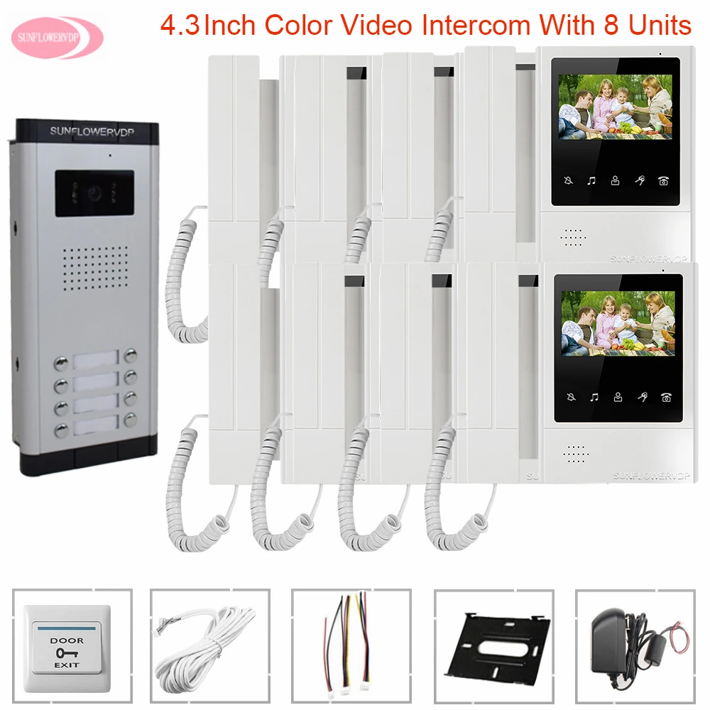 Intercom in The Apartments Video Intercom System Video Surveillance System Video Phone 3-8 Familles Video Call With Monitors Kit