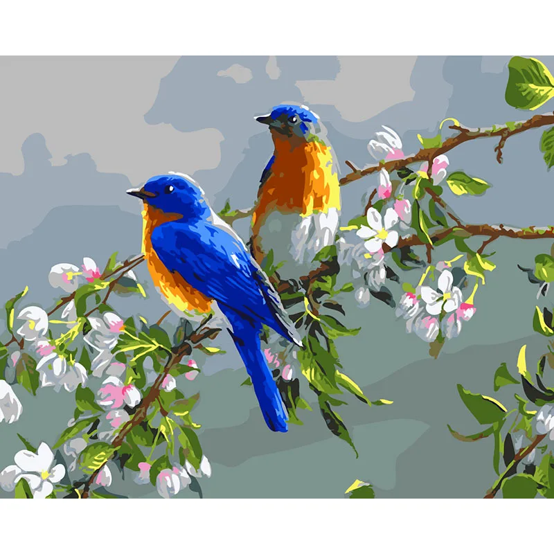

Birds Lover Diy Digital Painting By Numbers Kits Acrylic Picture Hand Painted Unique For Wedding Decoration 40x50cm