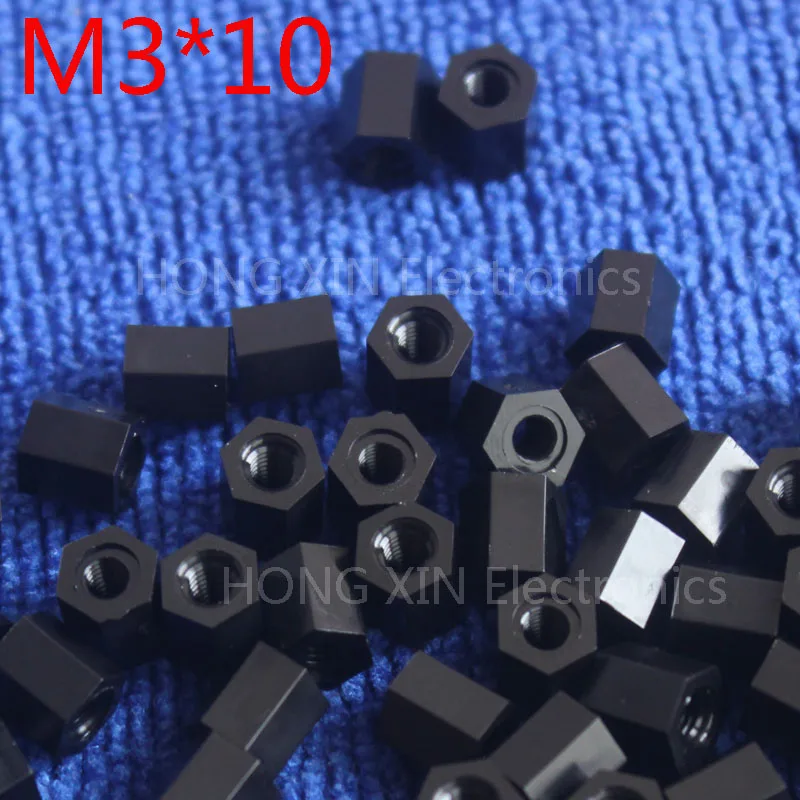 

M3*10 black 100pcs Nylon 10mm Hex Female-Female Standoff Spacer Threaded Hexagonal Spacer Plastic Standoff Spacer high-quality
