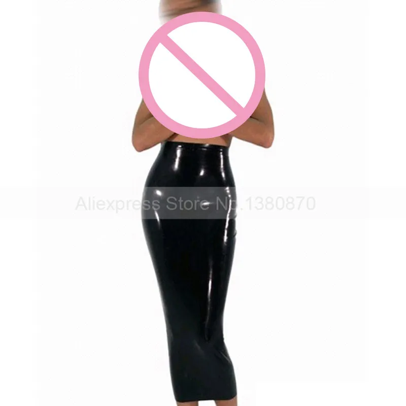 Ženy úzké přímé gumové latexové dlouhé prošité sukně S-LD145