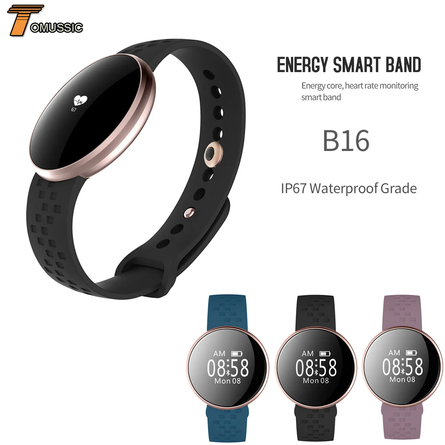 B16 Водонепроницаемый Bluetooth Smart Watch Sport браслет монитор сердечного ритма шагомер с