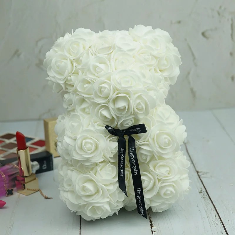 25cm Artificial Rose Bear Wedding Decoration Photography Props Girlfriend Valentine s Day Gift Christmas Birthday Gift 5