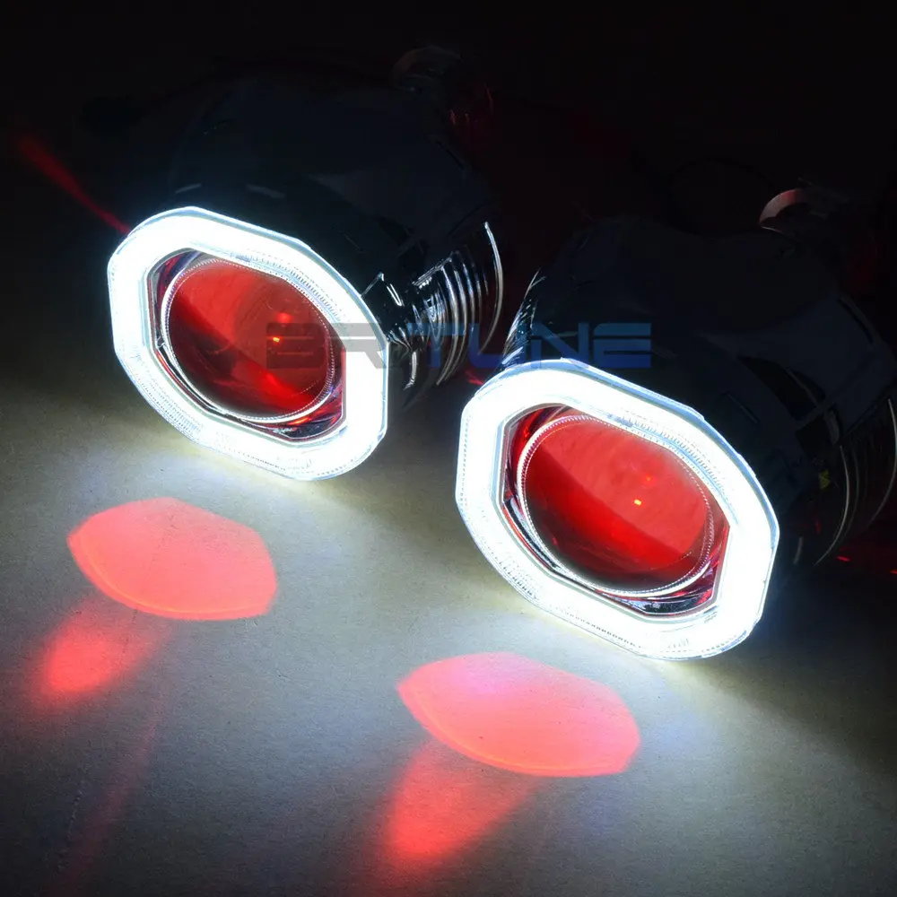 Britune линзы в фар Demon Eyes Bi-xenon объектив 2,5 ''H1 HID проектор светодиодный Ангел Дьявол комплект для H4 H7 автомобильные аксессуары тюнинг - Цвет: White-Red
