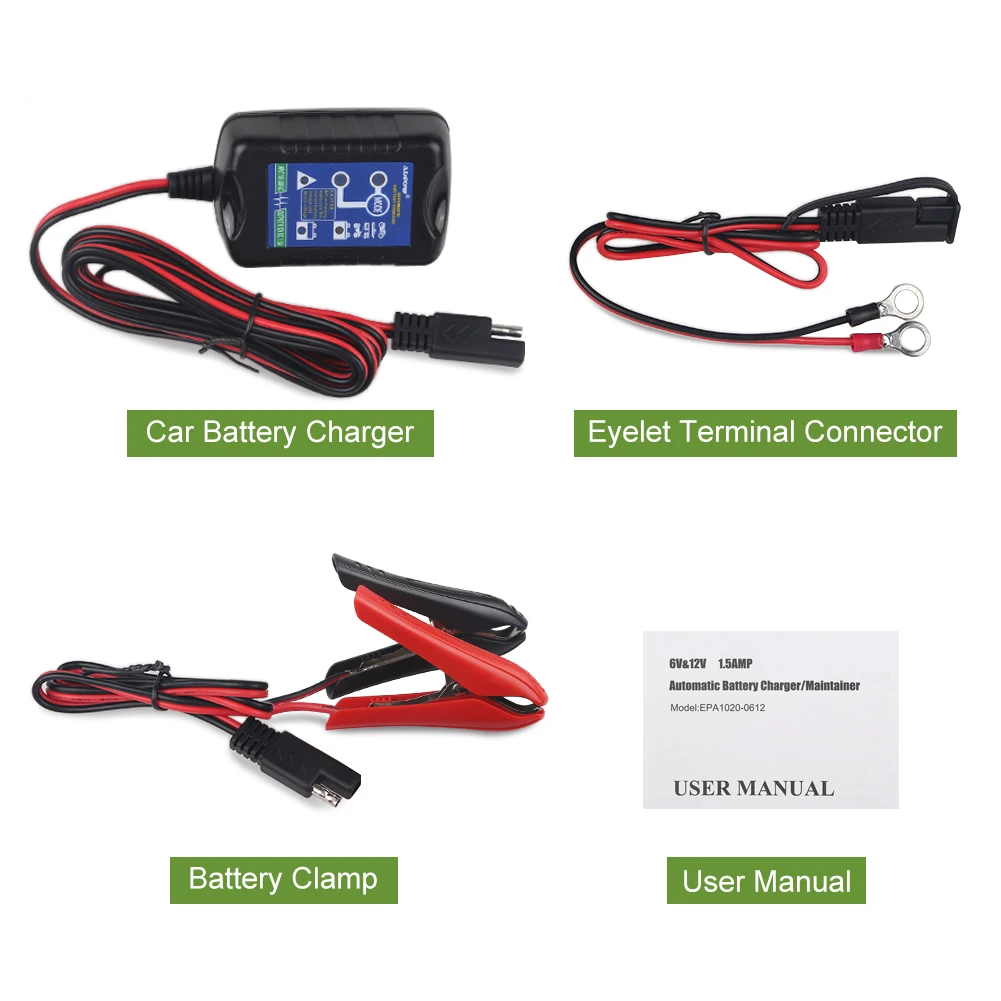 4-Step Charging for Auto Car Motorcycle Lawn Mower SLA ATV AGM GEL CELL Lead Acid Batteries Keenstone Car Battery Charger Automotive Trickle Battery Charger Maintainer 6V&12V 1.5Amp 