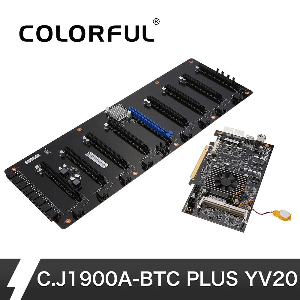 

Colorful Coining Mining Mainboard For 8 Graphics Cards Plus Mining Motherboard For Intel Bay Trail-D J1900 With 8 PCI-E Slots