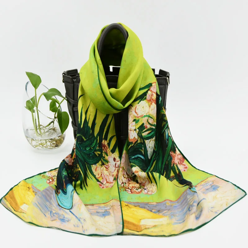 Шелковый шарф из чистого мягкого шелка Модный популярный известный женский роскошный брендовый дизайнерский шарф для подарков для женщин